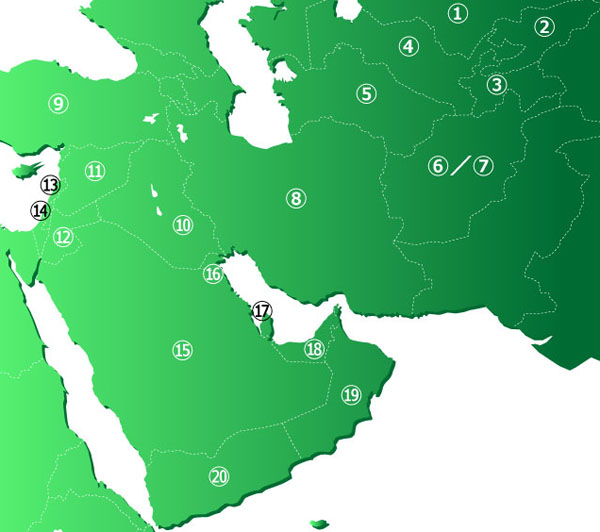 中央アジア・西アジア地図